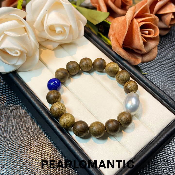 [Designer's Choice] Azure Mindfulness Sandalwood & Australian Pearl Strand Bracelets