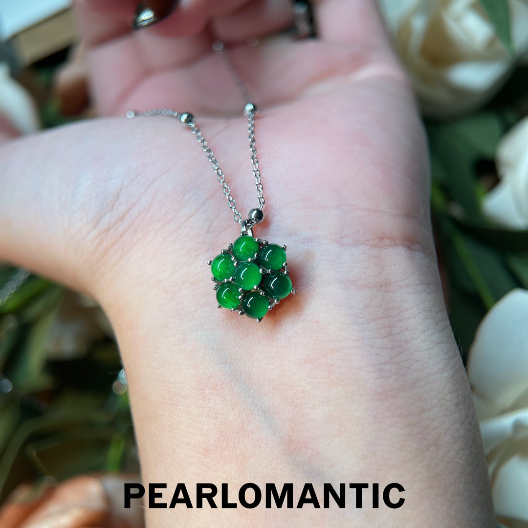 [Designer's Choice] S925 Silver & Jade Verdant Bloom Chalcedony Pendants w/ Chain