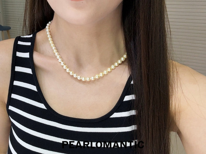 [Fine Jewelry] Akoya Pearl 6-7mm Golden Feather Classic Necklaces w/ S925 Silver