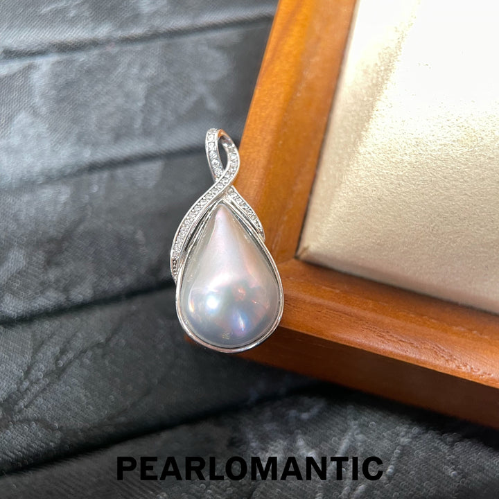 [618 Sale] Teardrop Mabe Pearl Twist Bail Pendant w/ S925 Silver