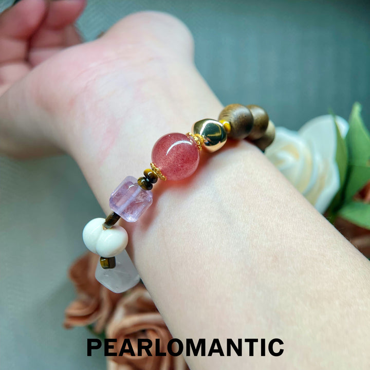 [Designer's Choice] Baroque Soul: 14-15mm Australian White Pearl & Sacred Sandalwood Bracelet