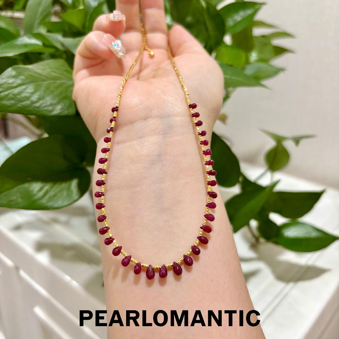 [Designer’s Choice] Ruby Cascade Gradient Teardrop Necklace S925 Silver