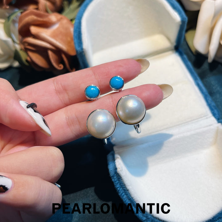 [Designer's Choice] Ocean Split Mabe Pearl Meets Turquoise Earrings & Rings Dual Style