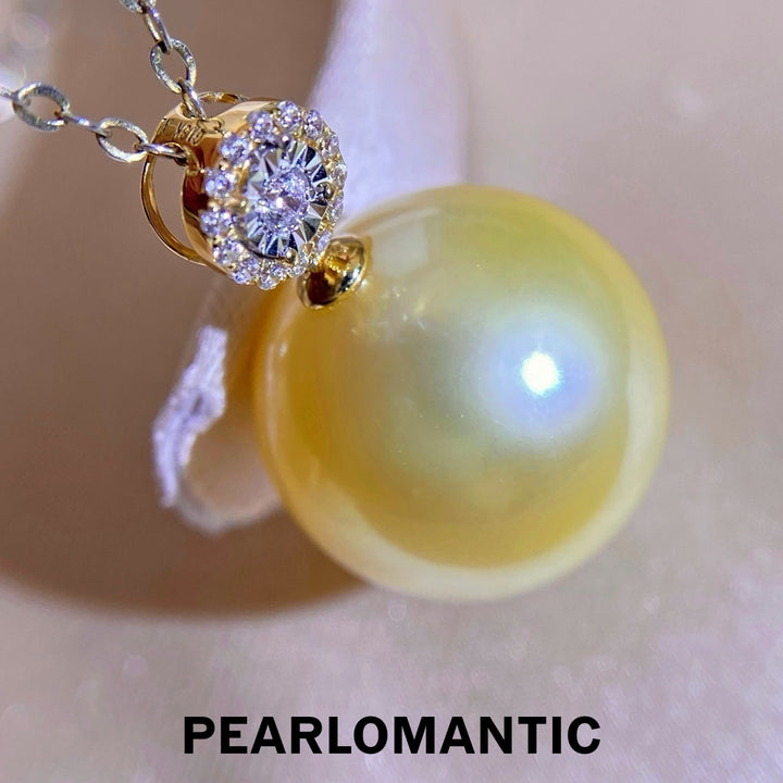 [Fine Jewelry] 14-15mm Golden Pearl Pendant w/ Diamond Accent