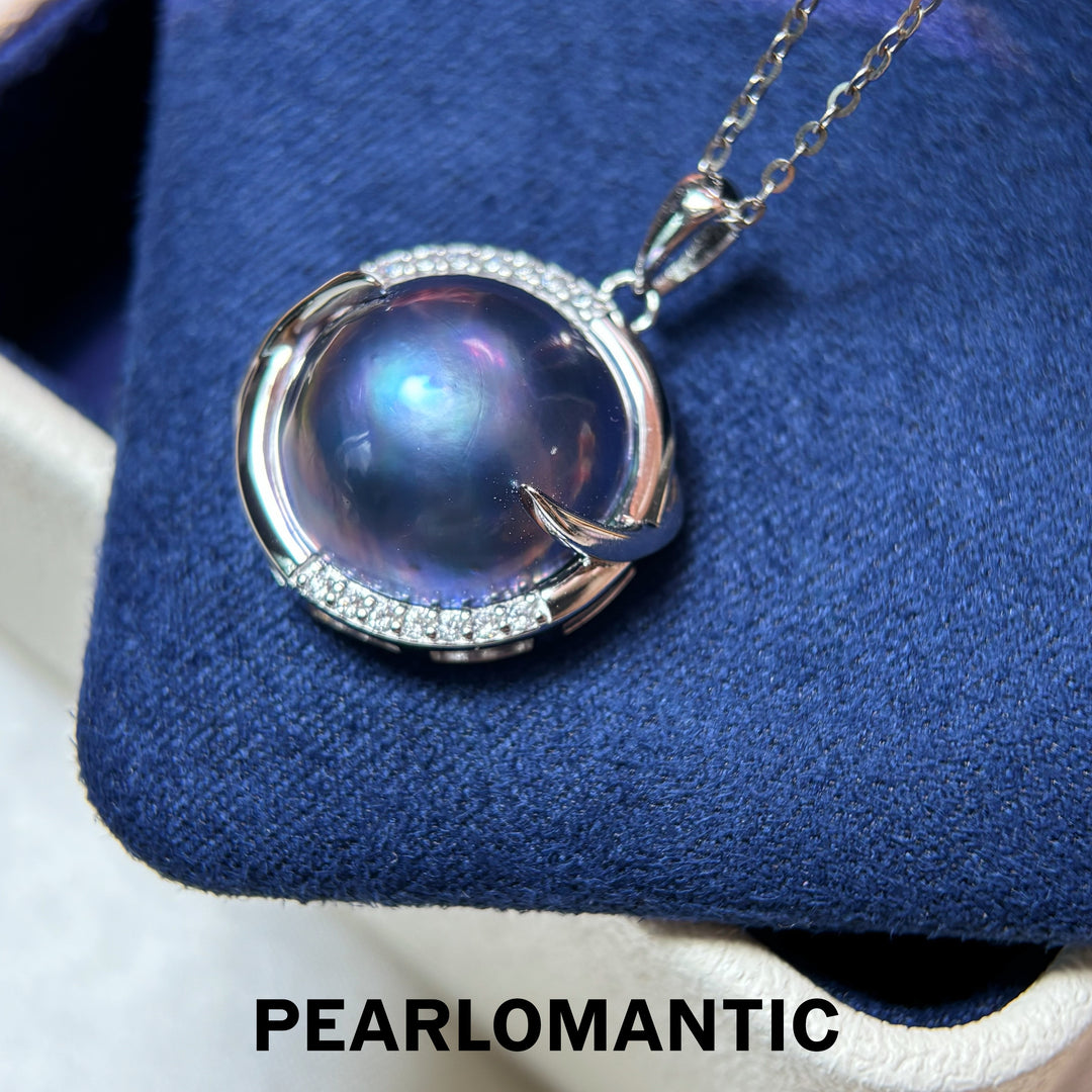 [Designer’s Choice] Moonlit Mabe Pink-Blue Overtone Mirror-Luster S925 Pendant