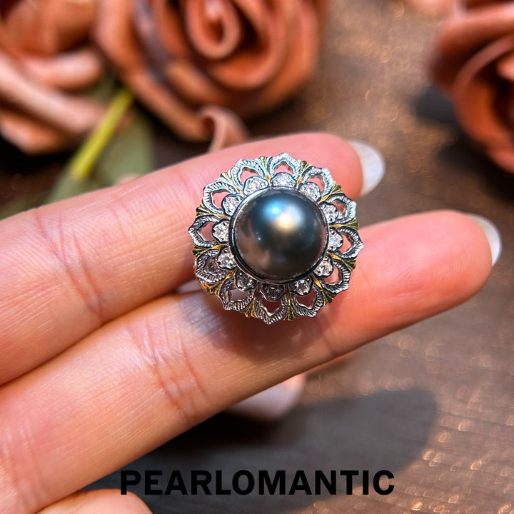 [Designer's Choice] Tahitian Black Pearl Buccellati-Inspired Pearl Ring Size Adjustable