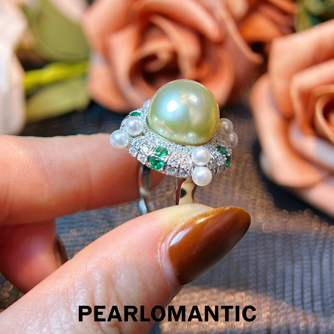 [Designer's Choice] South Sea Golden Pearl Imperial Sun S925 Silver Adjustable Ring