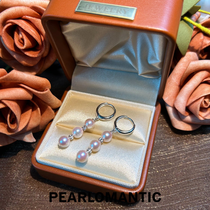 [Designer's Choice] S925 Akoya Pearl Drop Earrings 6-6.5mm White & Silver Blue Options