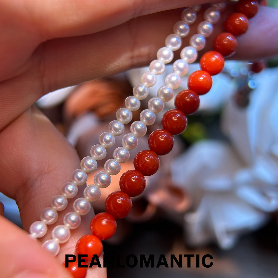 [Designer's Choice] Freshwater Pearl & Coral Retro Multi - Layer Bracelets