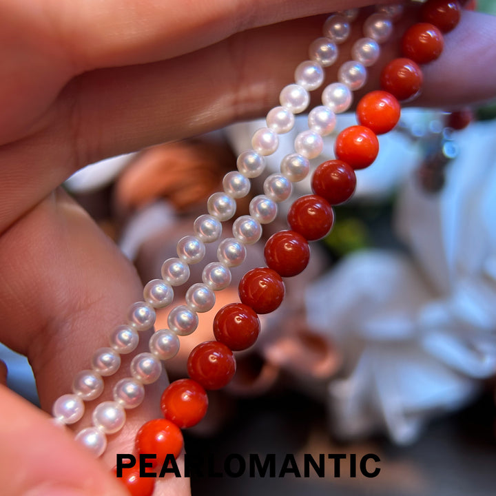 [Designer's Choice] Freshwater Pearl & Coral Retro Multi - Layer Bracelets