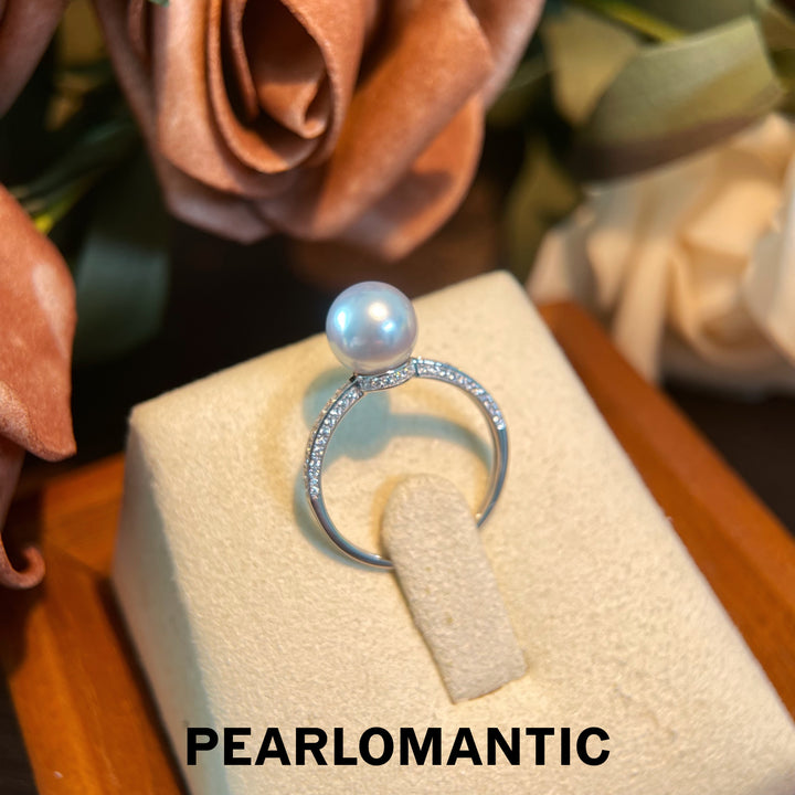 [Fine Jewelry] Akoya Pearl 8-8.5mm Blue Silver Color Classic Deisgn Rings All Sizes Available