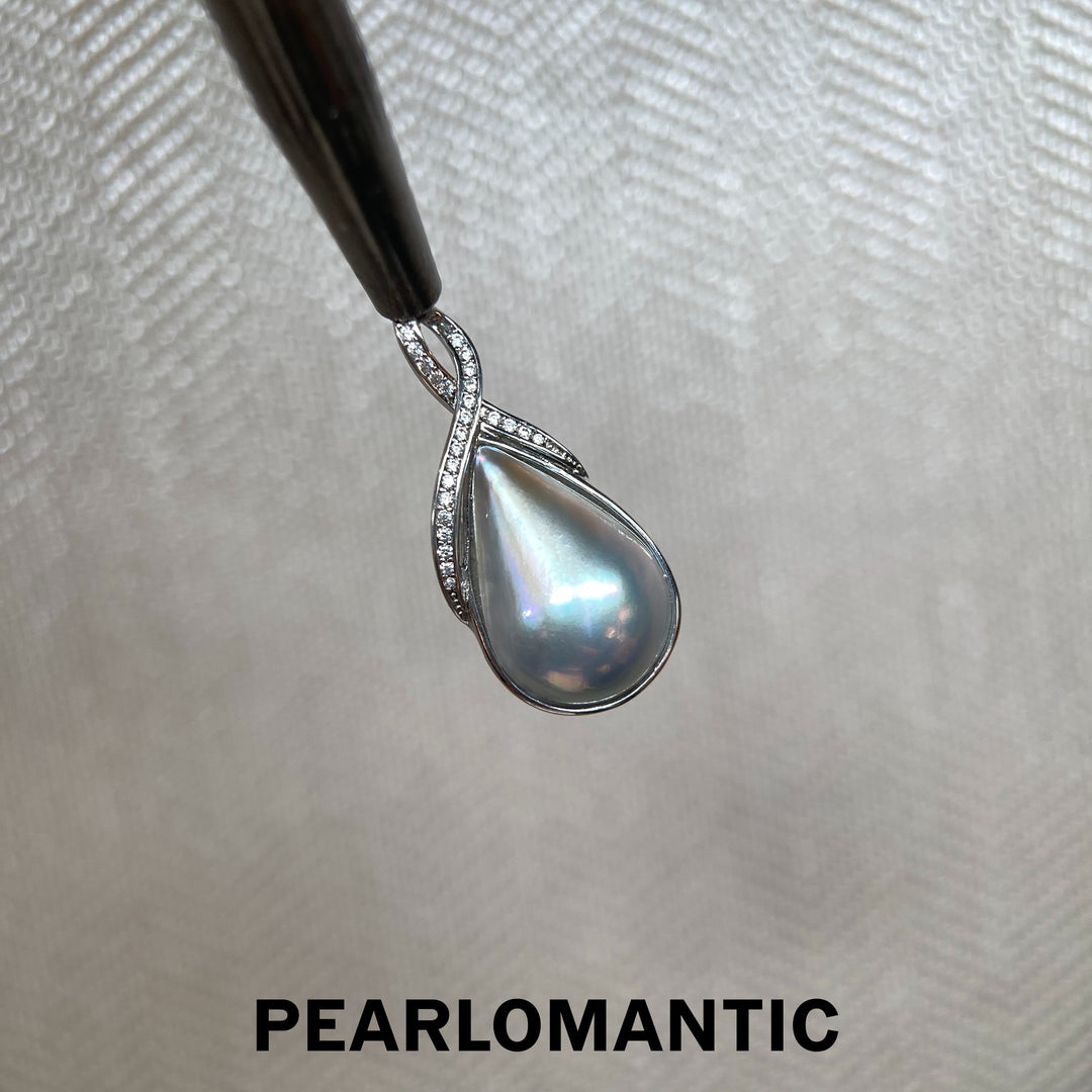 [618 Sale] Teardrop Mabe Pearl Twist Bail Pendant w/ S925 Silver
