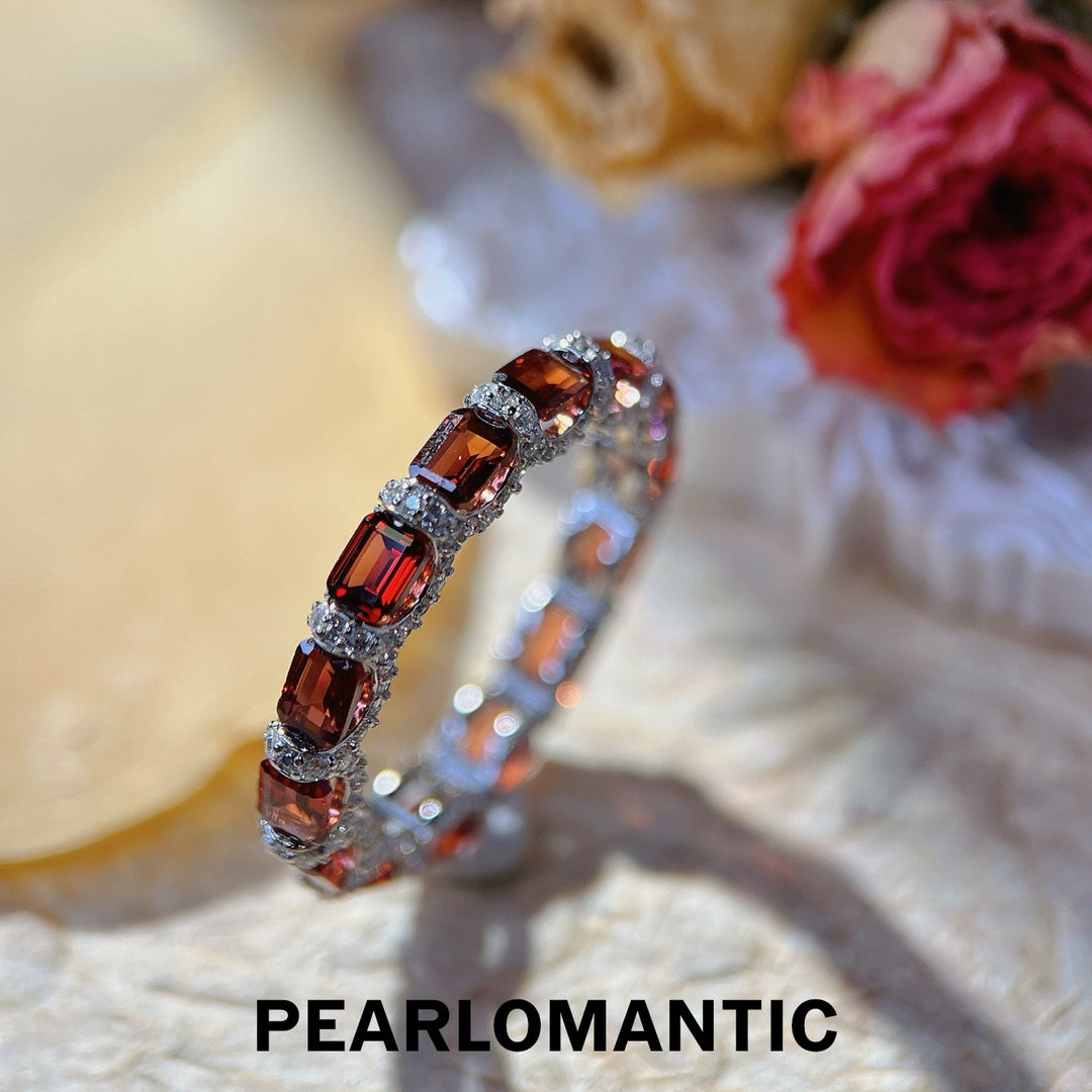 [Designer's Choice] Crimson Link' S925 Ring – Baguette Garnet Eternity Band Ring