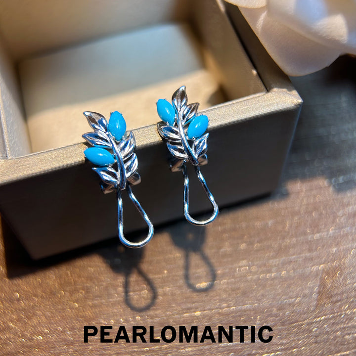 [Designer's Chioce] Hong Kong - Made S925 Silver Turquoise Leaf Earring Studs