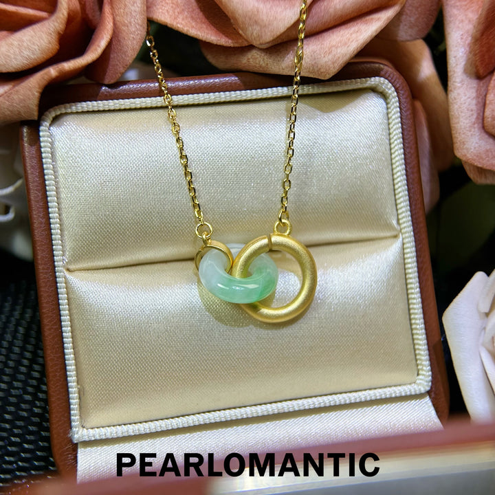 [618 Sale] Natural Jade Interlocking Circle Necklace w/ S925 Silver