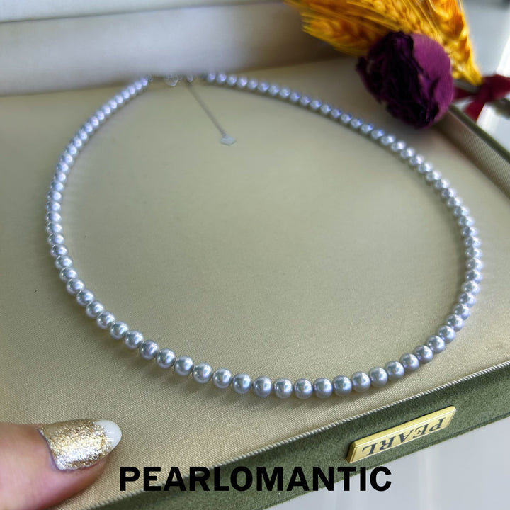 [Fine Jewelry] 18k Gold & Akoya Silver Blue Color Classic Baby Pearl Necklaces - Excluded