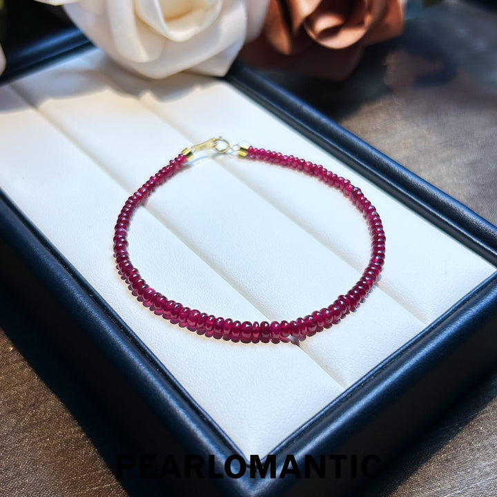 [Fine Jewelry] 18k Gold & Ruby 2.5-3mm Classic Simple Berryline Bracelets