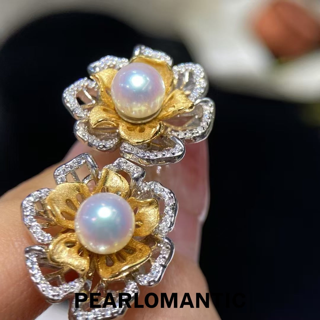 [Designer's Choice] Freshwater Pearl 5-6mm Dual-style Floral Earrings w/ S925 Silver