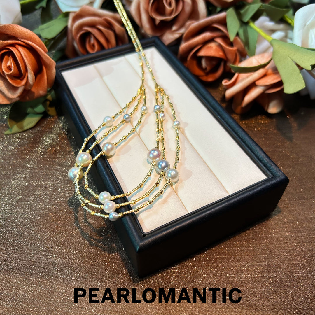 [Designer's Choice] Akoya Pearl Multi-color Cascade Glow S925 Necklace