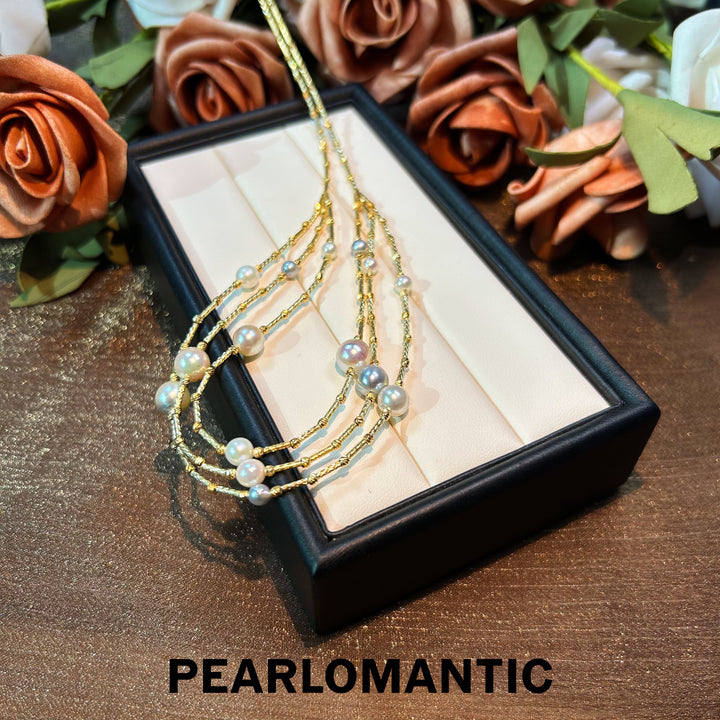 [Designer's Choice] Akoya Pearl Multi-color Cascade Glow S925 Necklace