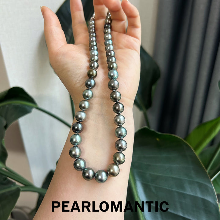 [Fine Jewelry] Tahitian Black Pearl Elegant Muted Classic Strand with Silver Clasp