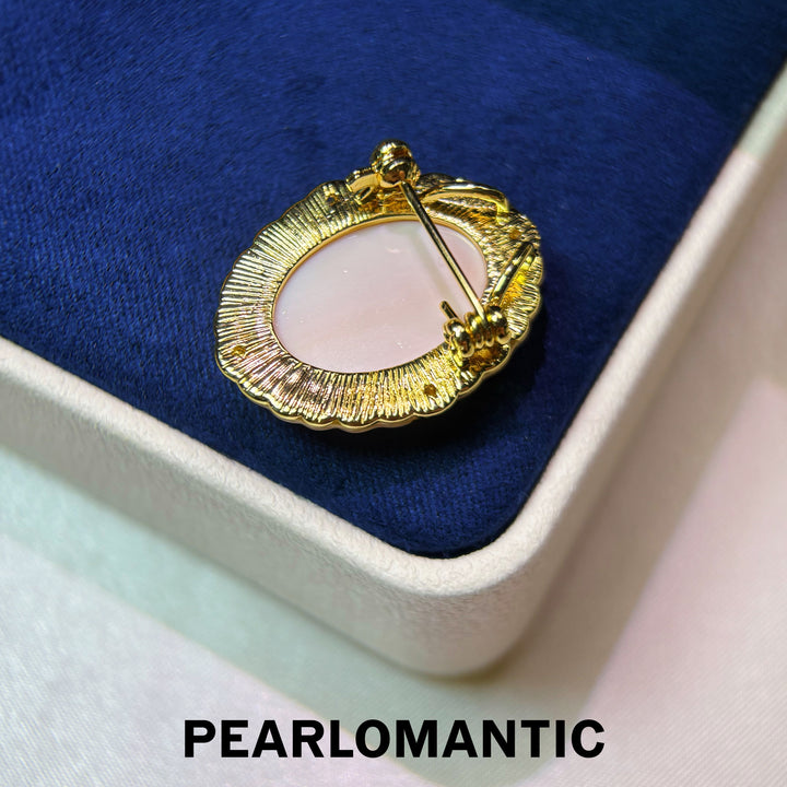 [Designer’s Choice] Blush Cameo MOP &amp; Conch Shell Convertible Brooch Pendant