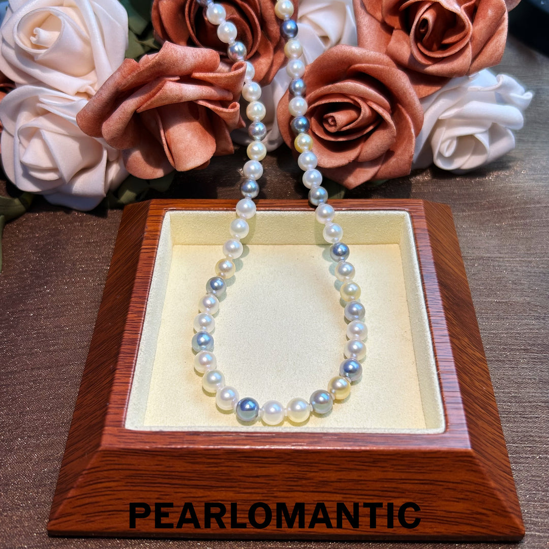 [Fine Jewelry] Akoya Pearl 6-7mm Multi-color Classic Necklaces w/ S925 Silver