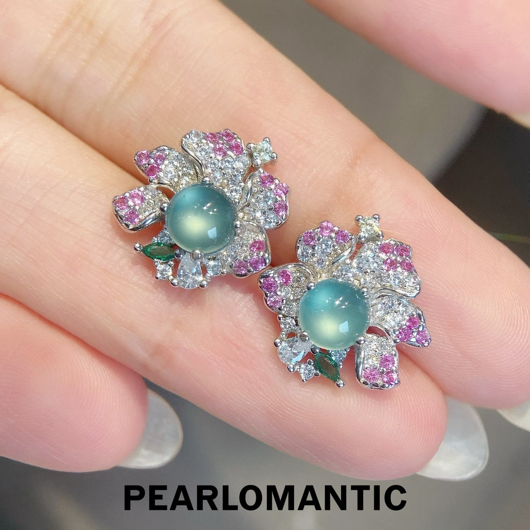 [Designer's Choice] Frozen Bloom Jade Petal Earrings w/ S925 Silver Custom Accessories