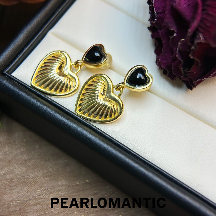 [Designer’s Choice] Natural Black Onyx Heart Shape Earrings & Pendants