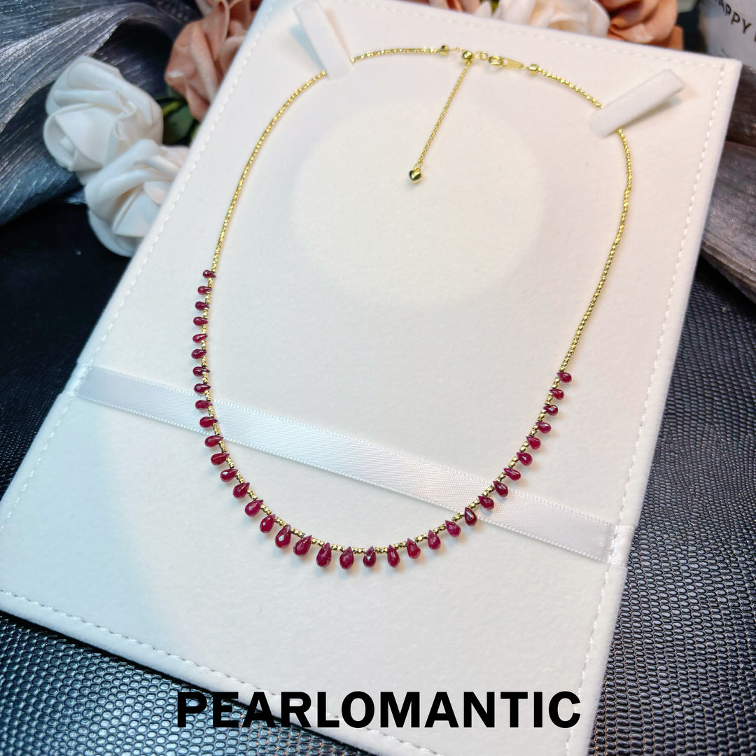 [Designer’s Choice] Ruby Cascade Gradient Teardrop Necklace S925 Silver