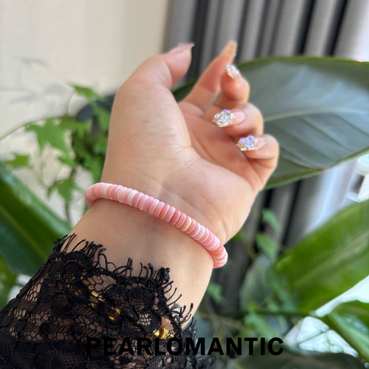[Designer’s Choice] Blush Serenity 8mm Pink Conch Shell Disc Beaded Bracelet