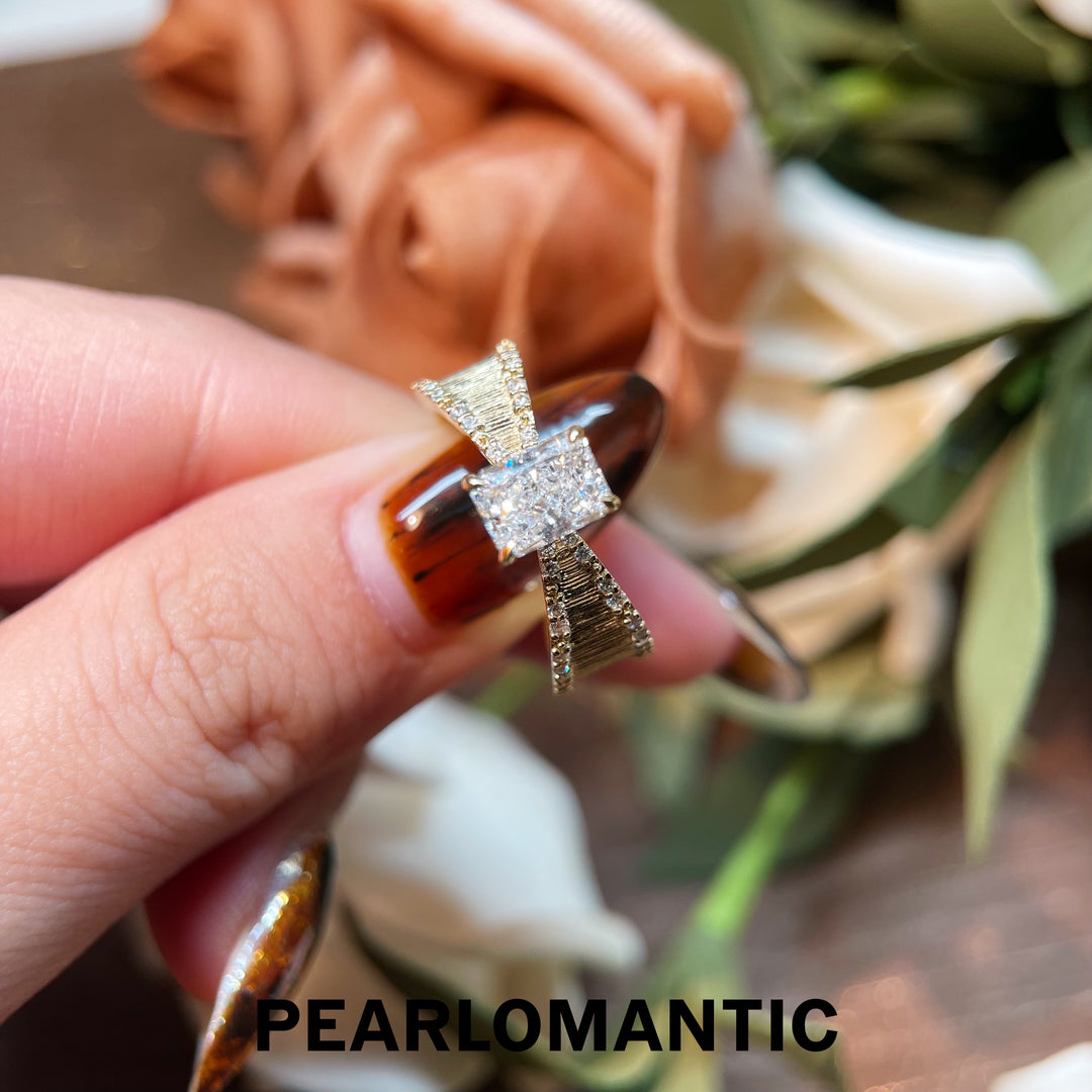 [Fine Jewelry] Buccellati-Style 18K Gold Ring with 1.03ct Radiant Lab Diamond US Size 7