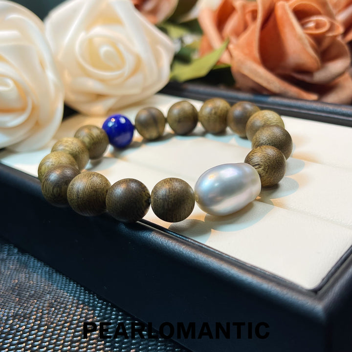 [Designer's Choice] Azure Mindfulness Sandalwood & Australian Pearl Strand Bracelets