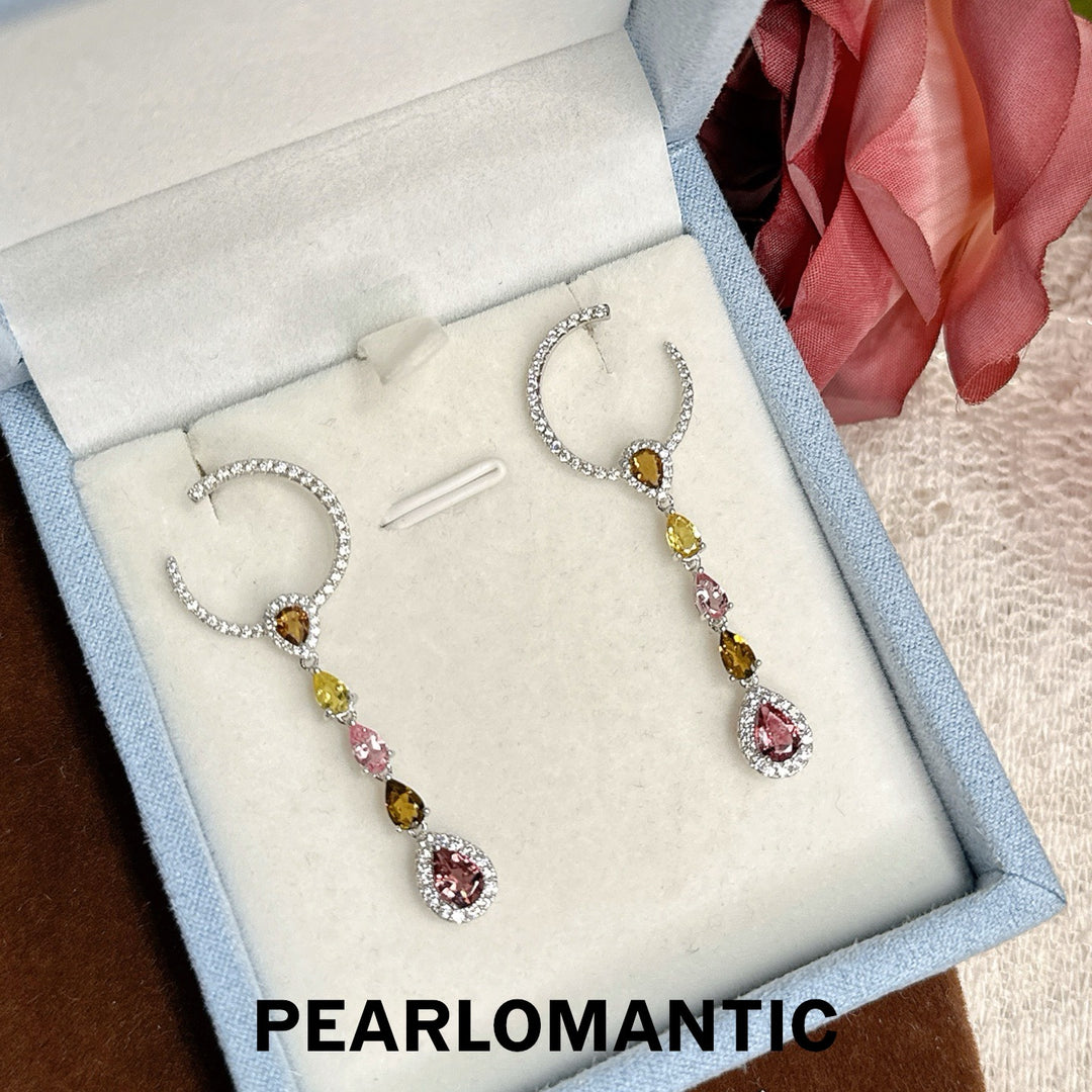 [Designer’s Choice] Candy Bloom Natural Tourmaline Dangle Earrings 2.3ct S925 Gold