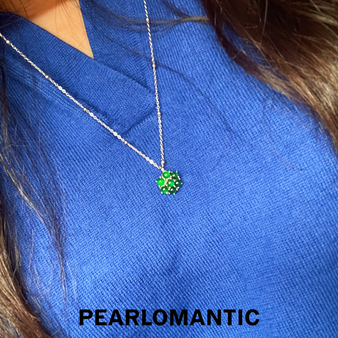 [Designer's Choice] S925 Silver & Jade Verdant Bloom Chalcedony Pendants w/ Chain