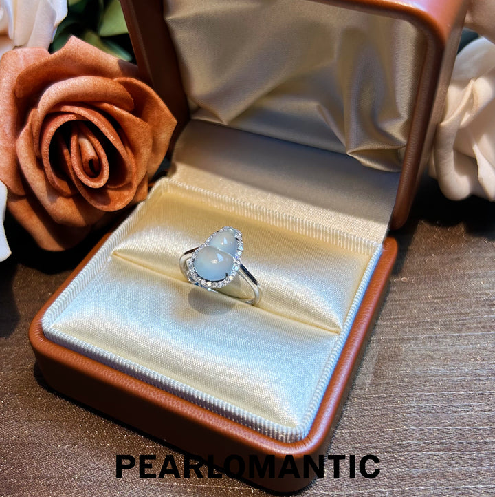 [Fine Jewelry] 18k Gold & Diamonds & Jade Rare Color US Size 6.5 Rings