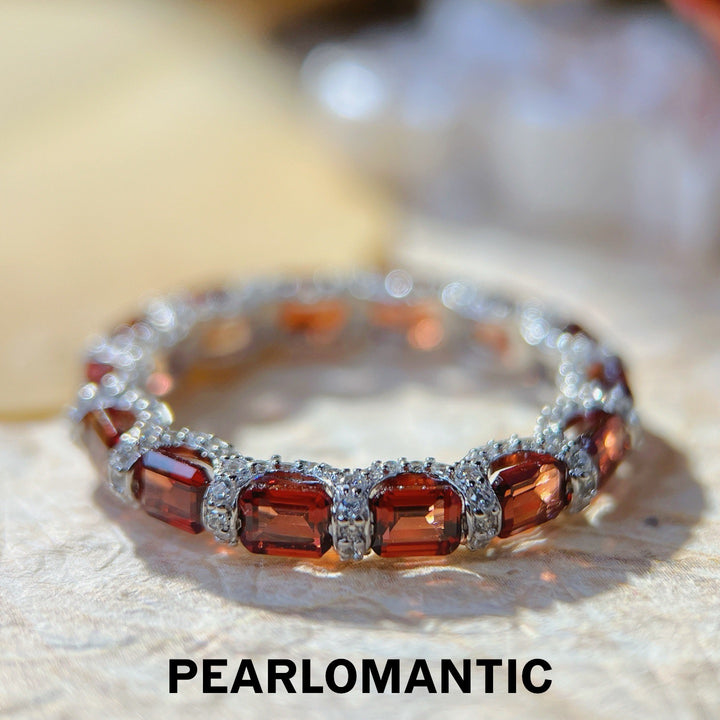 [Designer's Choice] Crimson Link' S925 Ring – Baguette Garnet Eternity Band Ring