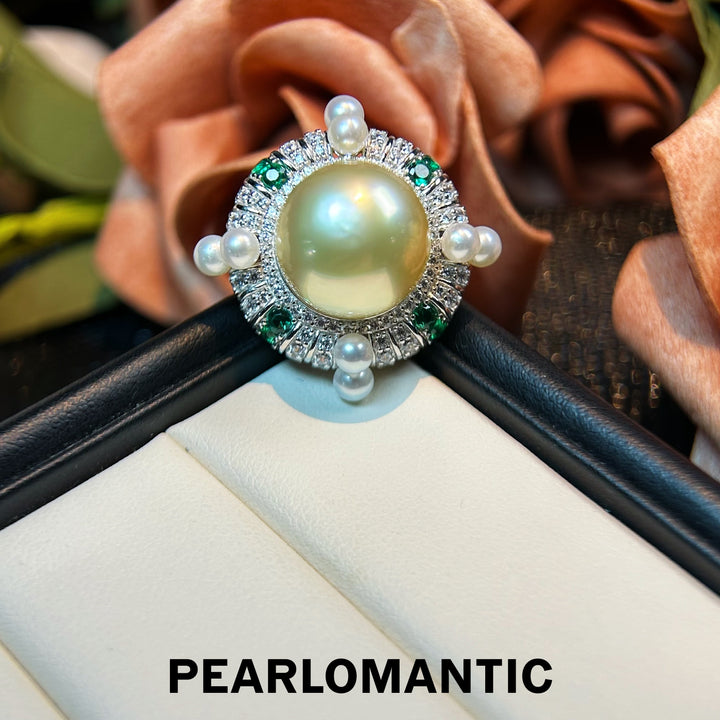 [Designer's Choice] South Sea Golden Pearl Imperial Sun S925 Silver Adjustable Ring