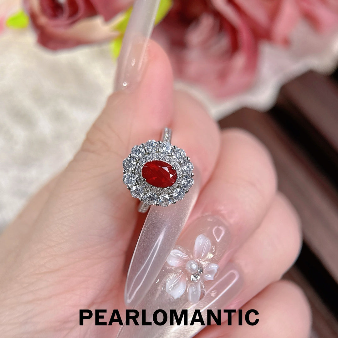 [Designer’s Choice] Solar Halo Natural Sunstone Oval Ring 0.76ct S925
