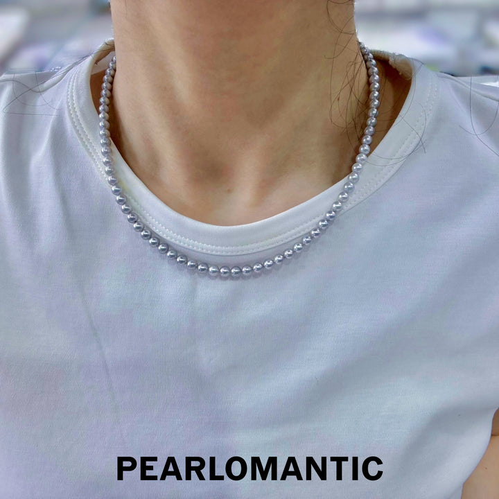 [Fine Jewelry] 18k Gold & Akoya Silver Blue Color Classic Baby Pearl Necklaces - Excluded