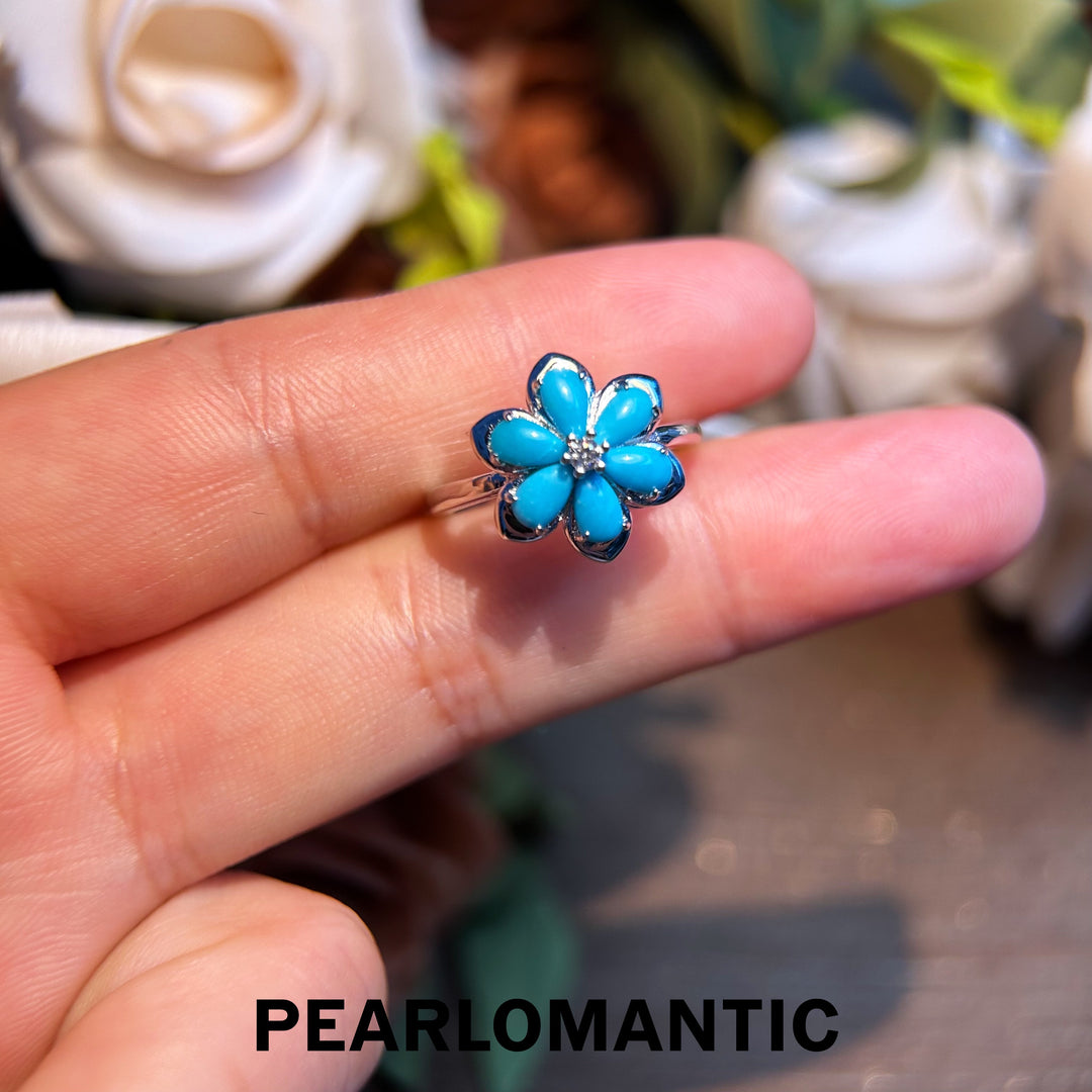 [Designer's Choice] Turquoise Azure Bloom Adjustable S925 Ring