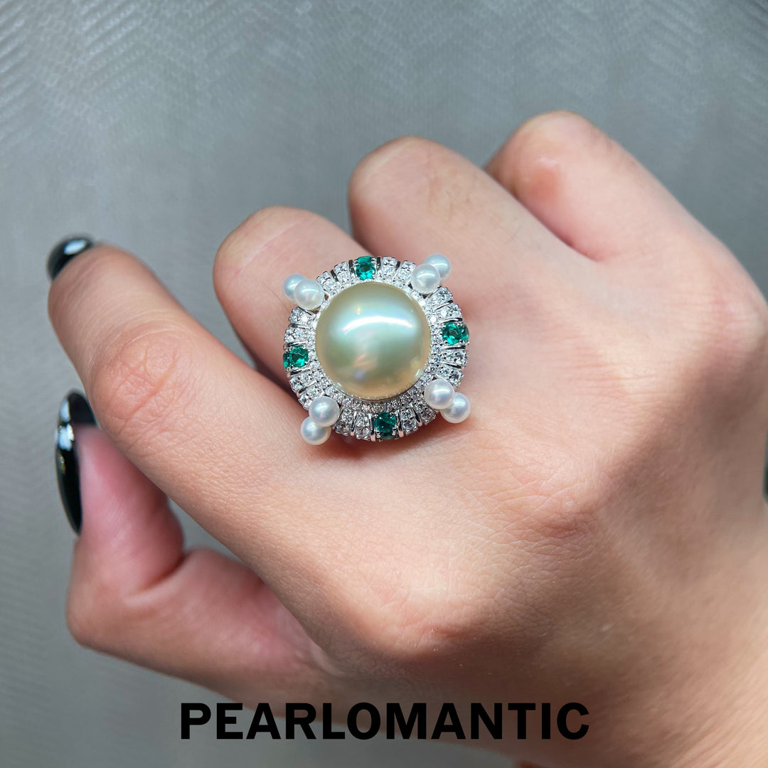 [Designer's Choice] South Sea Golden Pearl Imperial Sun S925 Silver Adjustable Ring