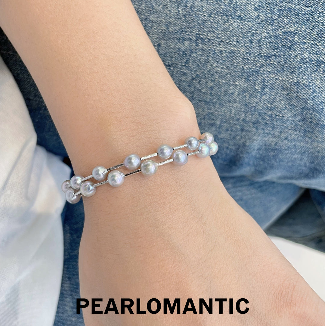 [Fine Jewelry] Frost Glow Akoya Madama Color Baroque Pearl Bracelet 18K White Gold