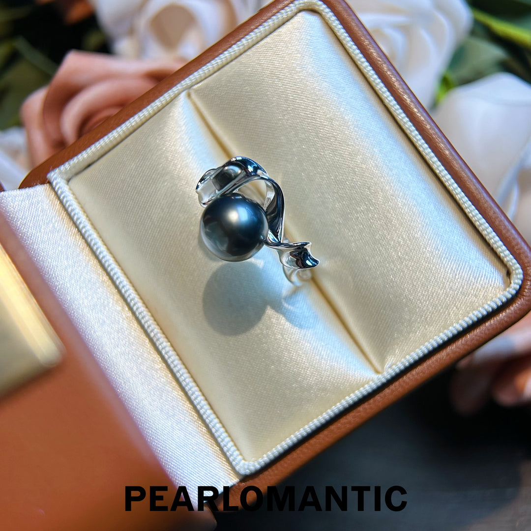 [Designer's Chioce] Tahitian Black Pearl Graceful Wrap S925 Silver Adjustable Ring