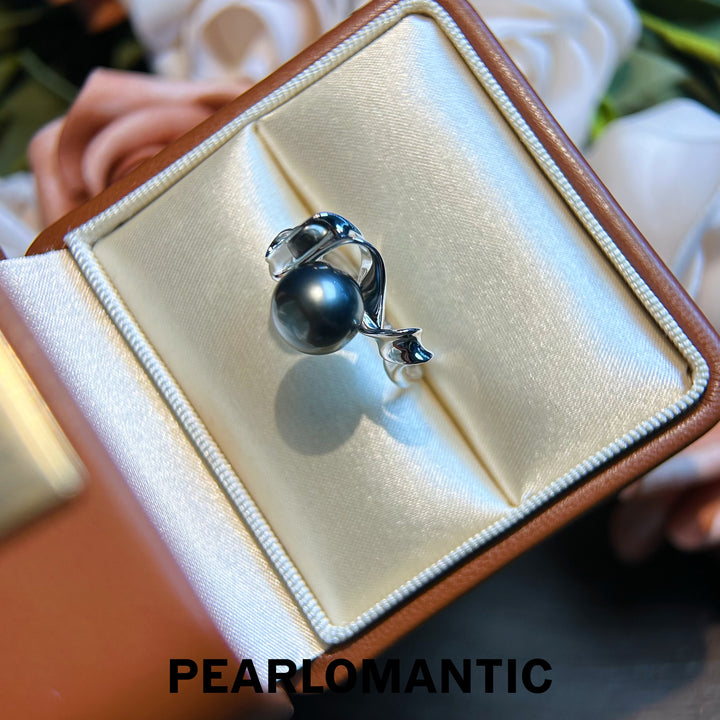 [Designer's Chioce] Tahitian Black Pearl Graceful Wrap S925 Silver Adjustable Ring