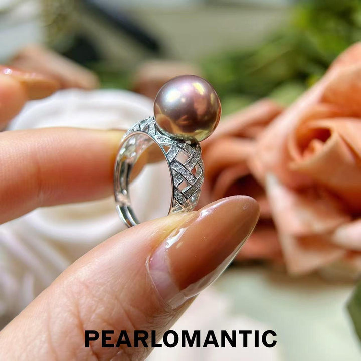 [Elección del Diseñador] Anillo llamativo de perla cultivada de agua dulce morada de 11.6 mm Radiant Velvet Dusk