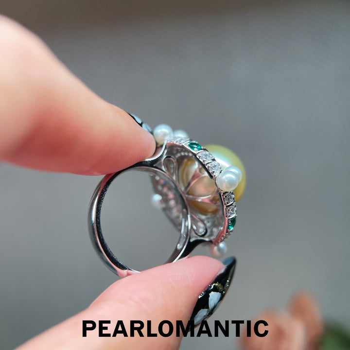 [Designer's Choice] South Sea Golden Pearl Imperial Sun S925 Silver Adjustable Ring