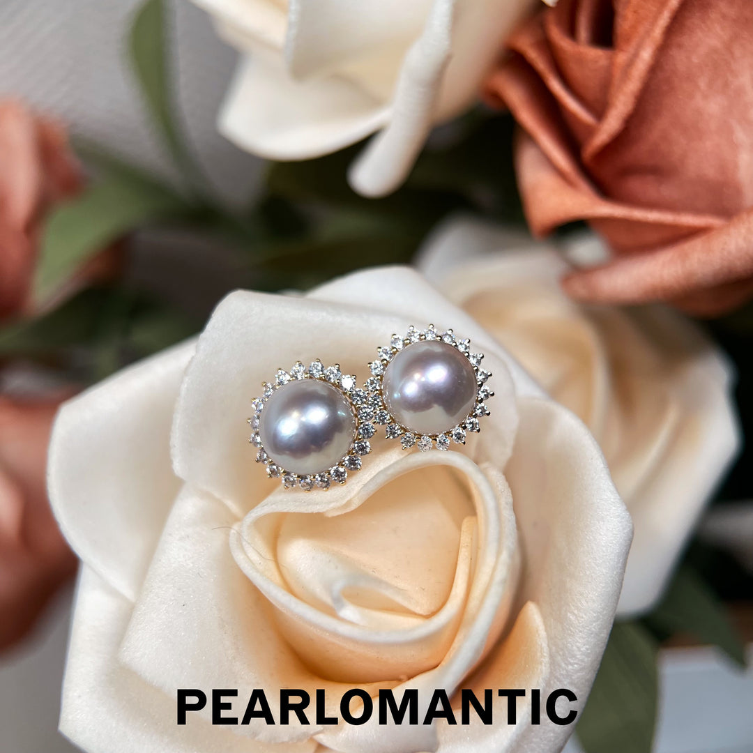 [Fine Jewelry] 8-9mm Akoya Madama Color Pearl Sunflower Earrings