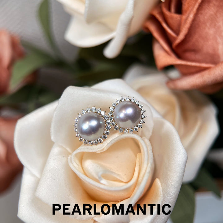 [Fine Jewelry] 8-9mm Akoya Madama Color Pearl Sunflower Earrings