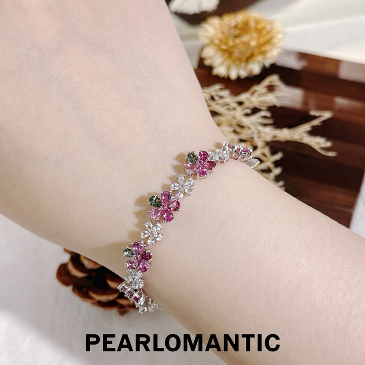 [Designer’s Choice] Candy Bloom Natural Pink Tourmaline Floral Bracelet 3.8ct